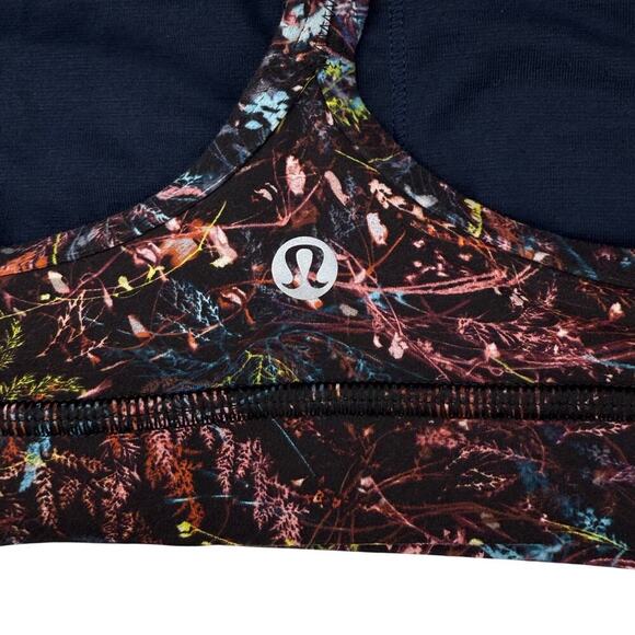 LULULEMON low Y Bra Nulu Light Support B/C Cup Size 4 Foliage Overlay Multi - Picture 5 of 6